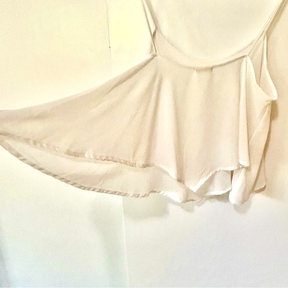 Nine Bird| Boutique Flowy Loose White Camisole w/Spaghetti Straps Size L - Picture 5 of 6